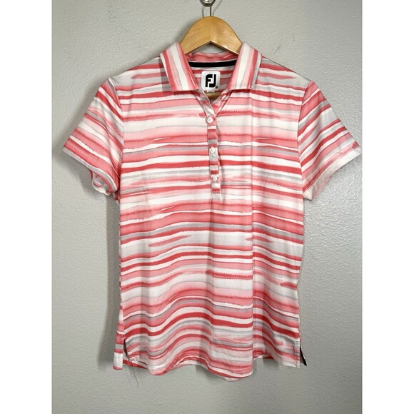FOOTJOY FJ Women's Short Sleeve Watercolor Golf Tennis Top Size M Collared Shirt - Picture 4 of 12